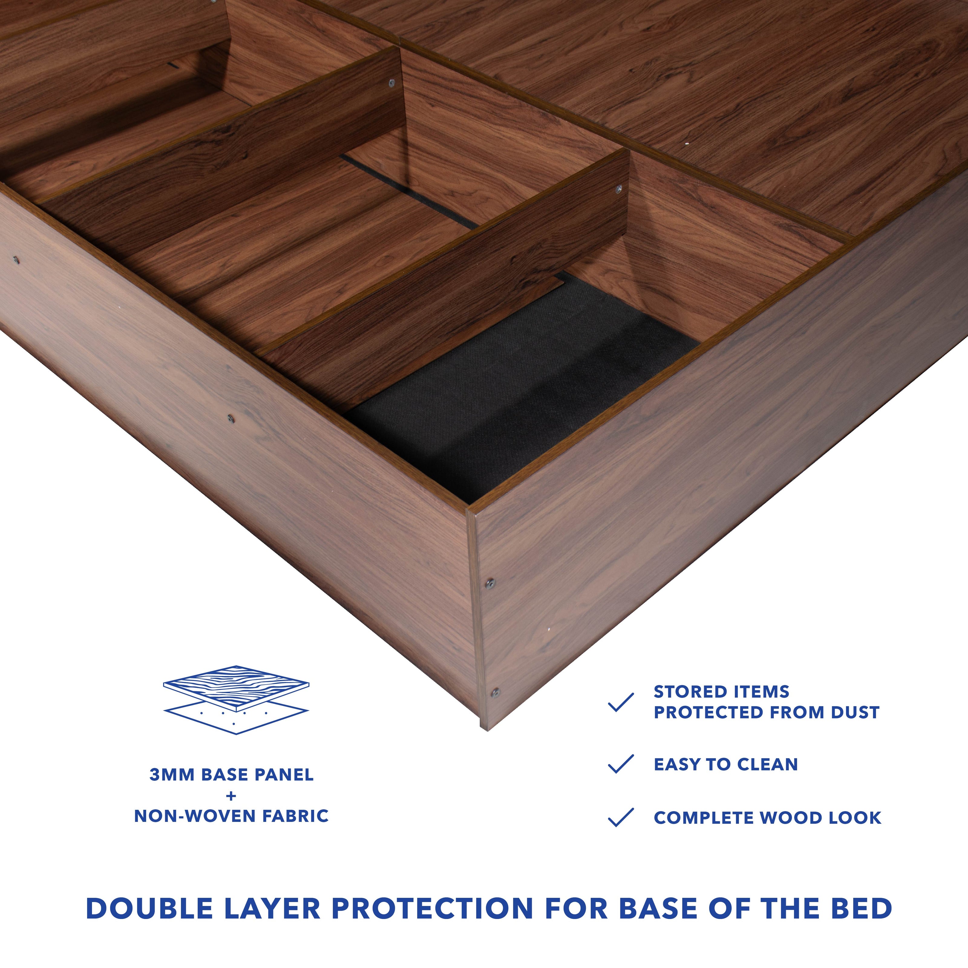 سرير سيتا كوين - مُنجّد بالجلد الصناعي مع صندوق تخزين