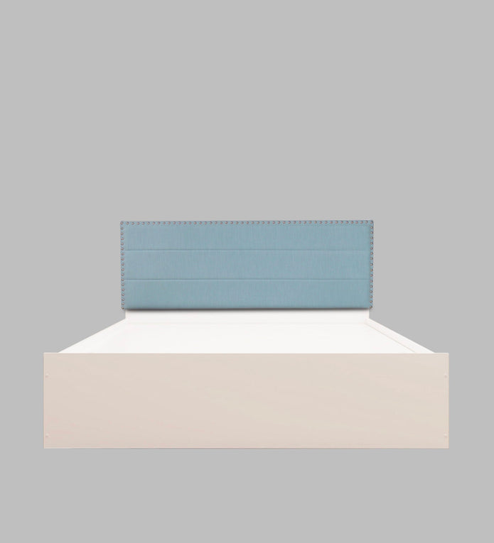 Samadhi Queen Bedroom Set – Upholstered Bed & 4-Door Wardrobe (White & Silver Oak)