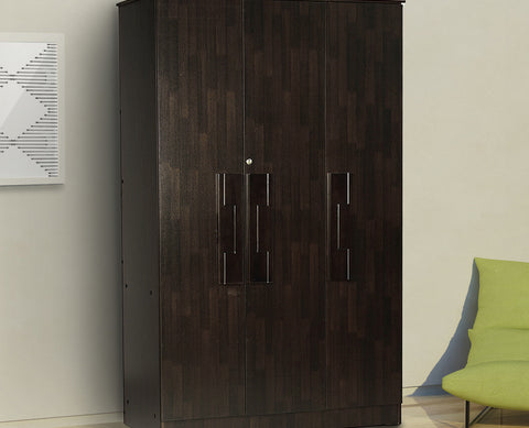 Poena 3-Door Engineered Wood Wardrobe – DF2H Modern Bedroom Almirah