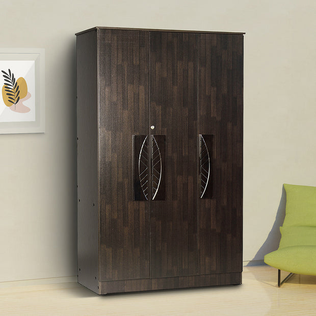 Litae 3-Door Engineered Wood Wardrobe with Shelves – DF2H Modern Almirah