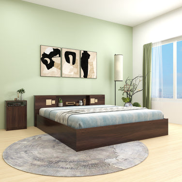 Kumiko Queen Bed with Non-Woven Storage – Walnut Finish – DF2H