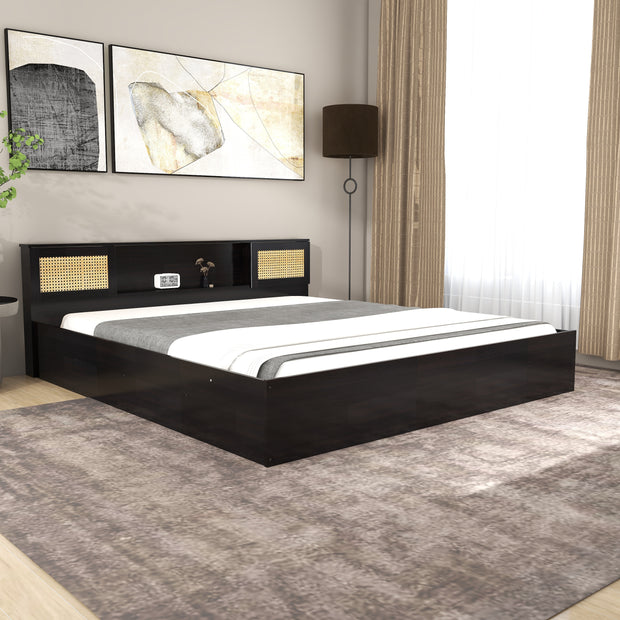 Hoshi Bed With Box Storage With Rattan (Non-Woveen)