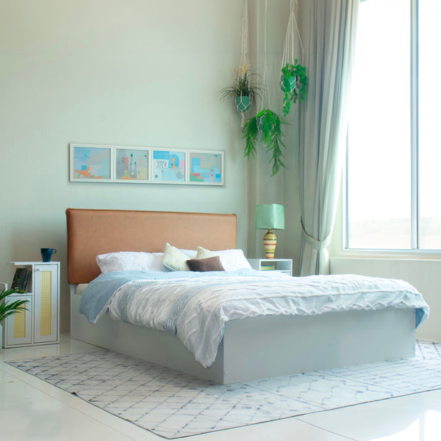 سرير ناما كوين - تنجيد جلدي صناعي مع صندوق تخزين