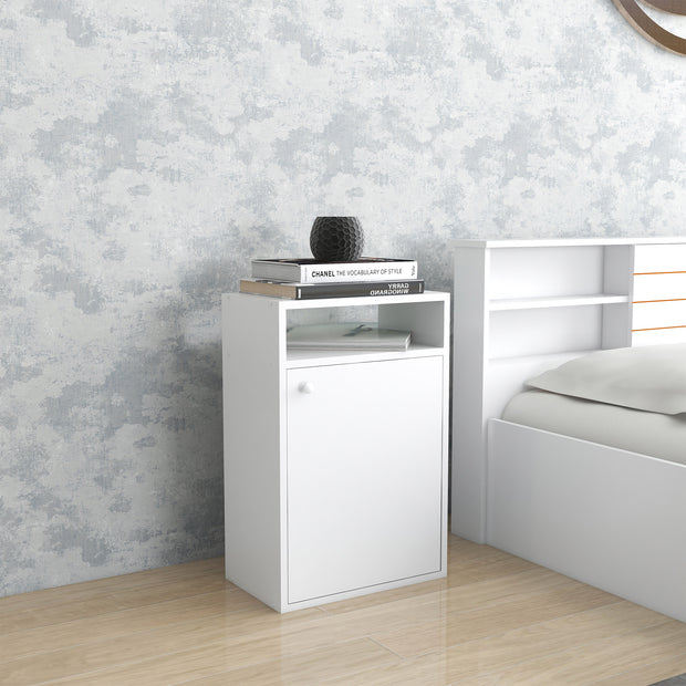 طاولة سرير إيمي - طاولة بجانب السرير خشبية مع درج تخزين