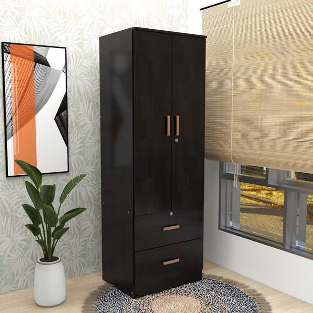 Ren Wooden 2-Door Wardrobe – Compact Bedroom Almirah