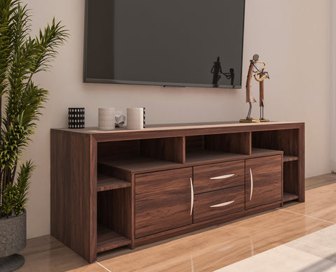 Yuko Wooden TV Unit with 2 Drawers – Columbia Walnut Finish – DF2H