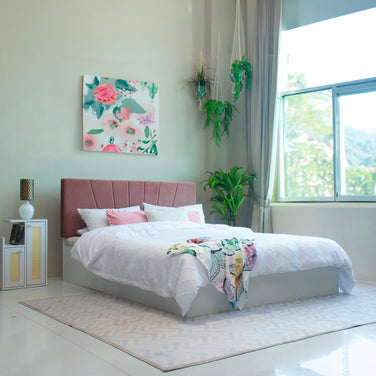 سرير فيفيكا كوين - مُنجّد بالجلد الصناعي مع صندوق تخزين