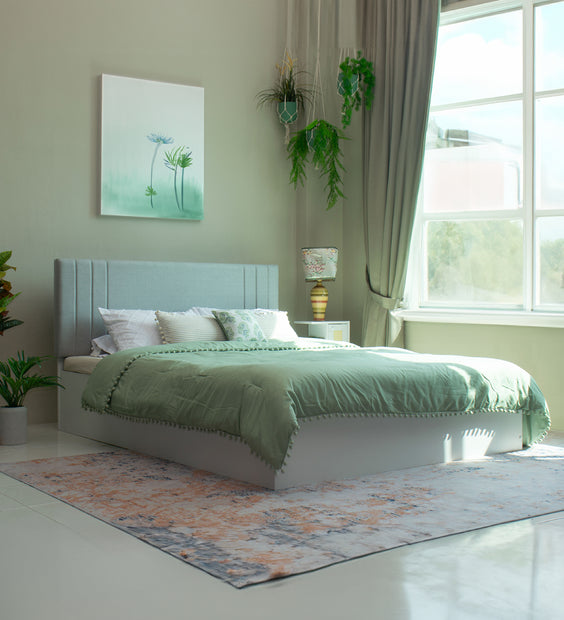 Ananda Queen Bed – Leatherette Upholstered Bed with Box Storage