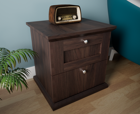 Taro Wooden Bedside Table with Storage Drawer in Walnut Finish – DF2H
