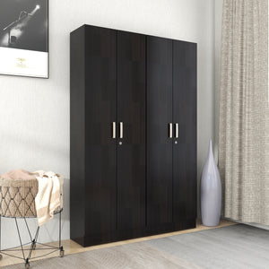 Kenzou 4-Door Engineered Wood Wardrobe – Large Almirah with Hanging Rod & Shelves