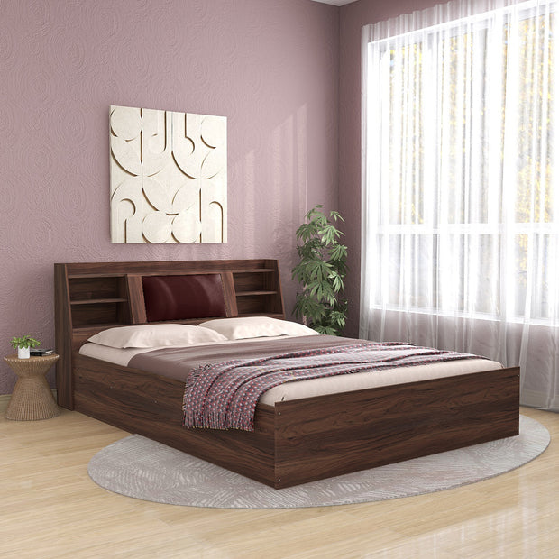 Lavish Queen Bed Walnut Base With Box Storage (Non-Woveen)