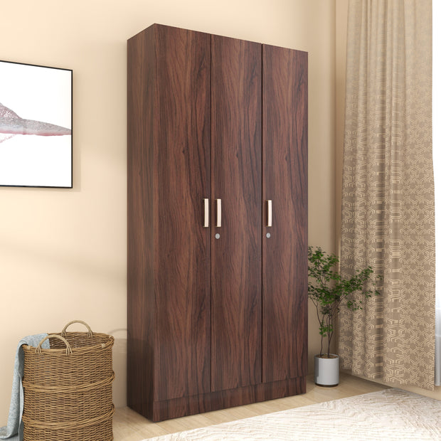 Kenzou 3-Door Engineered Wood Wardrobe – Modern Bedroom Storage Almirah by DF2H