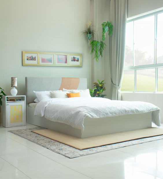 Ashtanga Queen Bed – Leatherette Upholstery with Box Storage