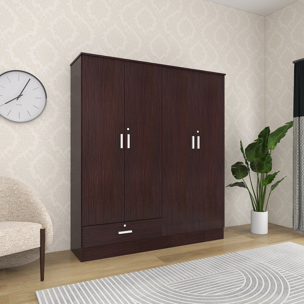 Housen 4-Door Wardrobe with Shelves (Engineered Wood)