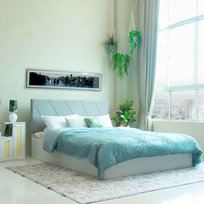 سرير سوترا كوين - تنجيد جلدي صناعي مع صندوق تخزين