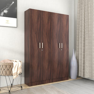 Kenzou 4-Door Engineered Wood Wardrobe with Shelves and Hanger – DF2H