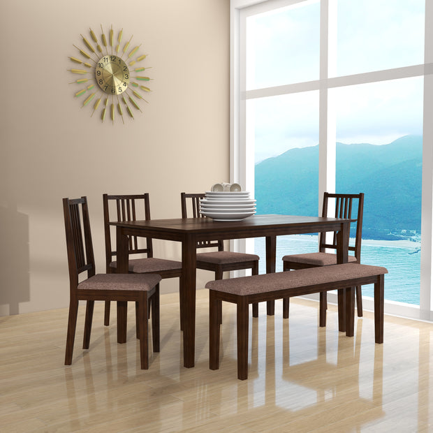 طقم طعام هيوستن من الخشب الصلب بستة مقاعد مع مقعد