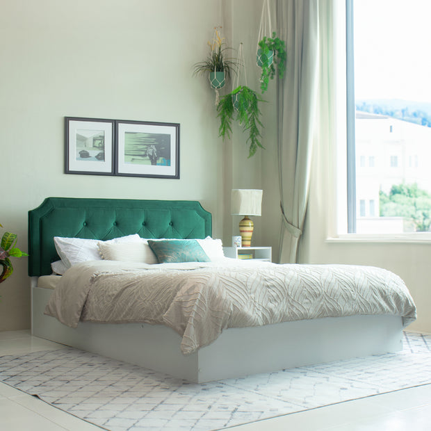 سرير سيتا كوين - مُنجّد بالجلد الصناعي مع صندوق تخزين