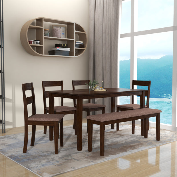Dallas 6 Seater Solid Wood Dining Set With Bench