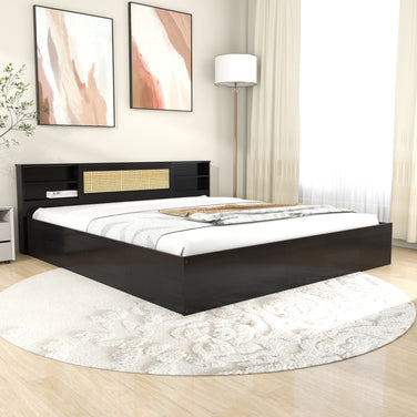 Kaito Bed – Rattan Headboard with Box Storage (Non-Woven Base)