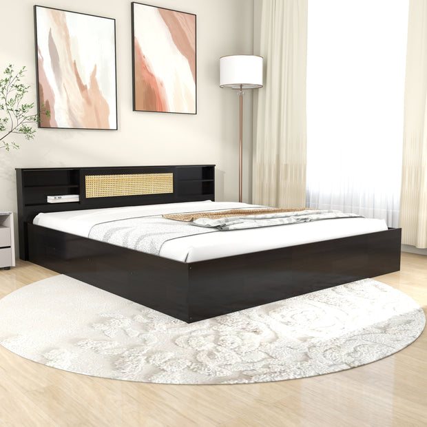 Kaito Bed – Rattan Headboard with Box Storage (Non-Woven Base)