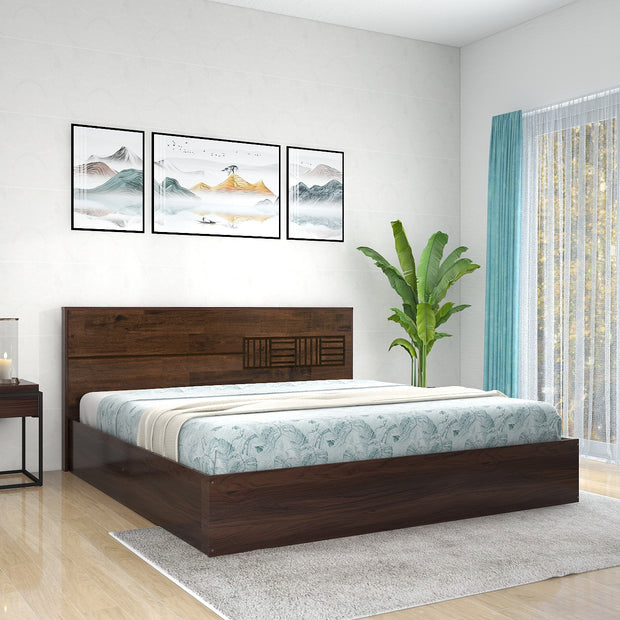 Aglaea Queen Bed – Solid Wood Headboard with Box Storage – DF2H