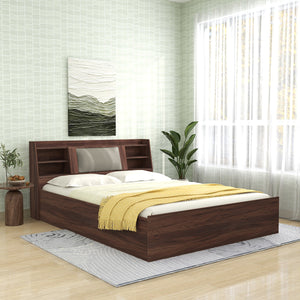 Lavish Queen Bed Walnut Base With Box Storage (Non-Woveen)