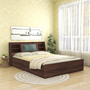 Lavish Queen Bed Walnut Base With Box Storage (Non-Woveen)