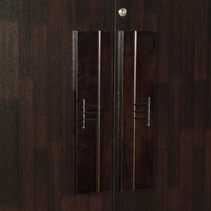 خزانة ملابس نيسوي الخشبية الهندسية ذات البابين - خزانة ملابس مدمجة مع قضيب تعليق ورفوف