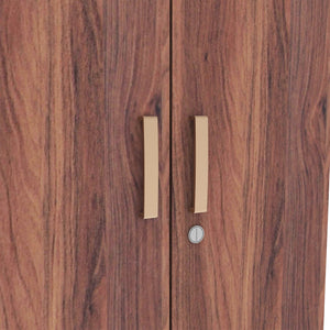 خزانة ملابس رين بثلاثة أبواب مصنوعة من الخشب الهندسي - غرفة نوم واسعة مع أرفف