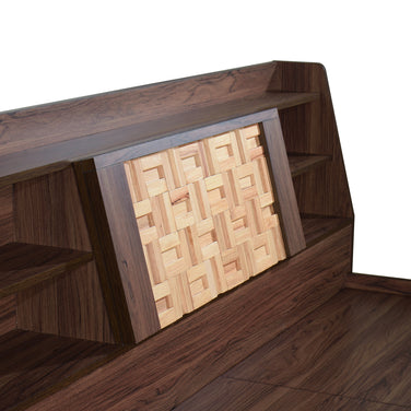 Timber Queen Bed – Walnut Finish with Box Storage