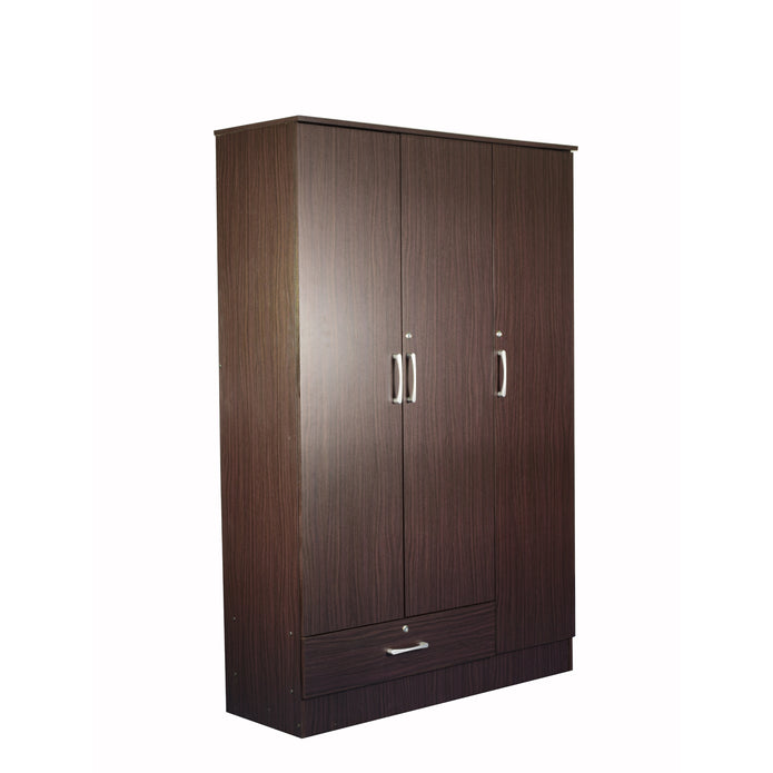 Housen 3-Door Wardrobe with Shelves (Engineered Wood)