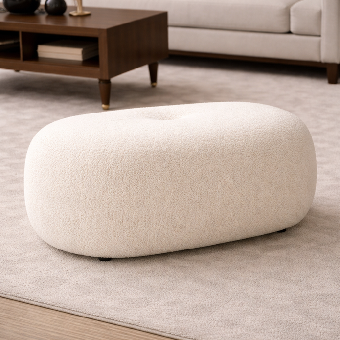 Arbore Dune luxury fabric pouf with solid wood base – NOX collection