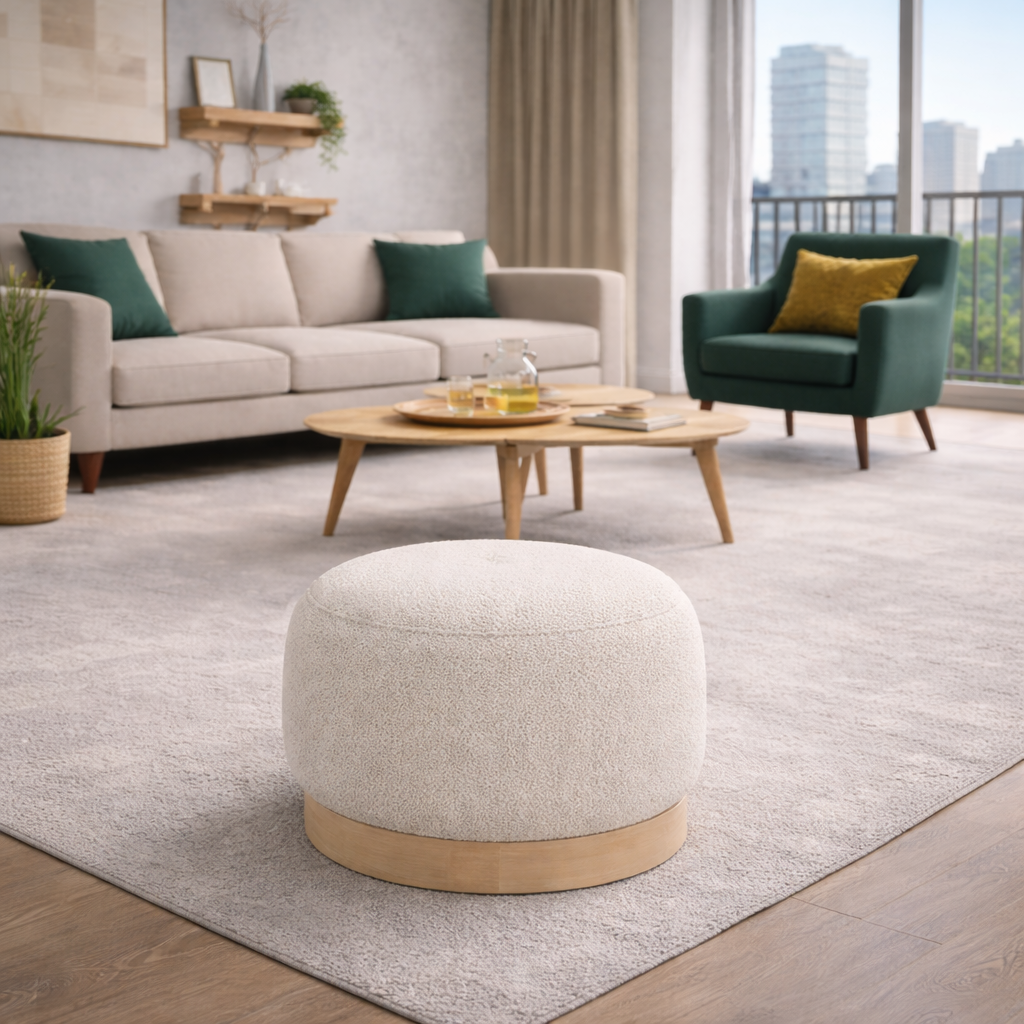 Arbore Orovia luxury upholstered pouf from Vellora Collection by DF2H