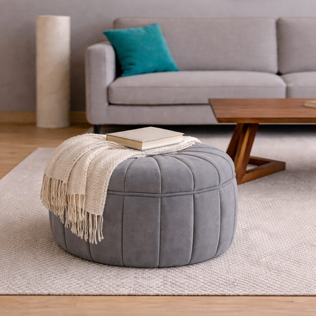 Arbore Tannin luxury upholstered pouf from Aurelia Collection by DF2H