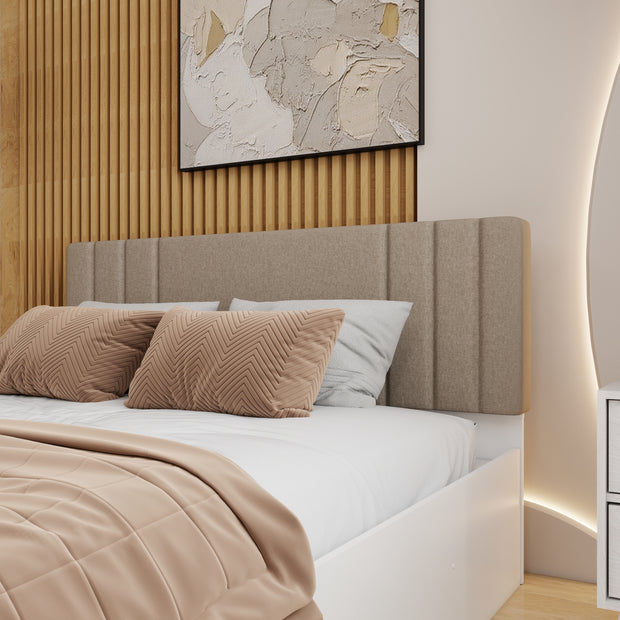 Ananda Queen Bedroom Set – Upholstered Bed & 4-Door Wardrobe (White & Silver Oak)