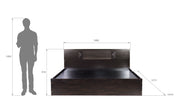 Aidos Bed with Solid Wood Headboard & Box Storage – Walnut Finish