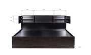 Aidos Bed with Solid Wood Headboard & Box Storage – Walnut Finish