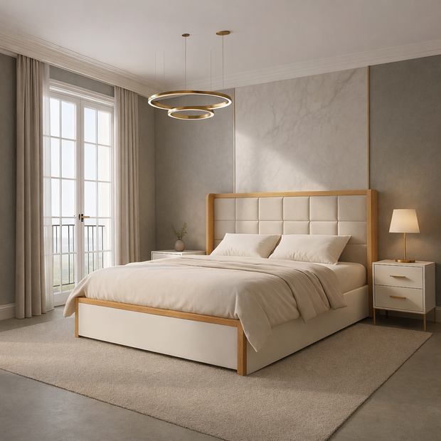 VELLORA Gril modern luxury bed with contemporary upholstered finish