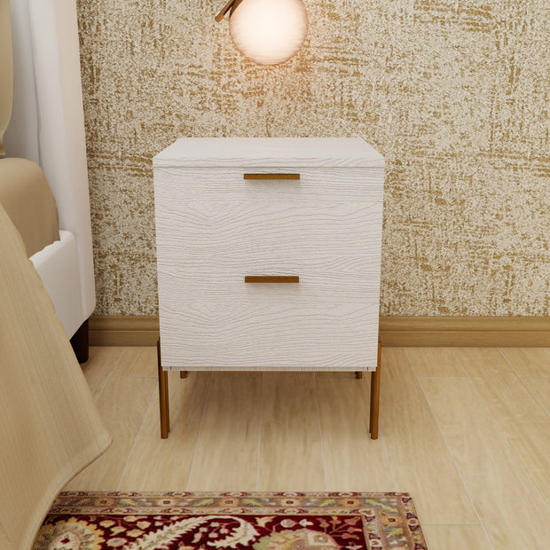 Baso 2-drawer nightstand in off-white — front view