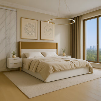 AURELIA Romy modern luxury bed with upholstered headboard