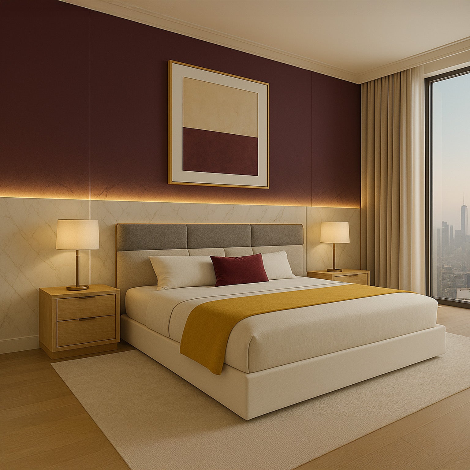 ÉLAN Lyra modern luxury bed with upholstered headboard