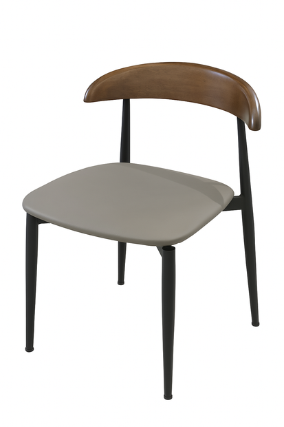 Breva Grey Dining Chair side view with wooden legs