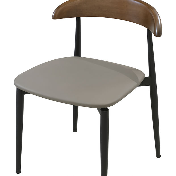 Breva Grey Dining Chair side view with wooden legs