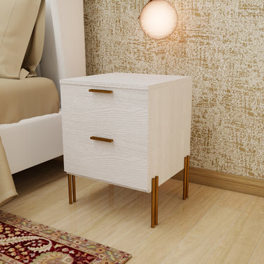 Sculpted Allure Collection – Baso 2-Drawer Nightstand | Modern Bedside Table