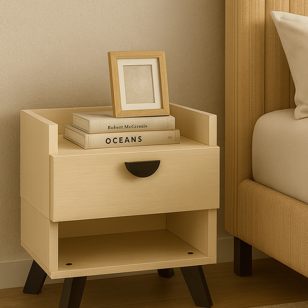 Tacta 1-Drawer Nightstand — Honey Ash