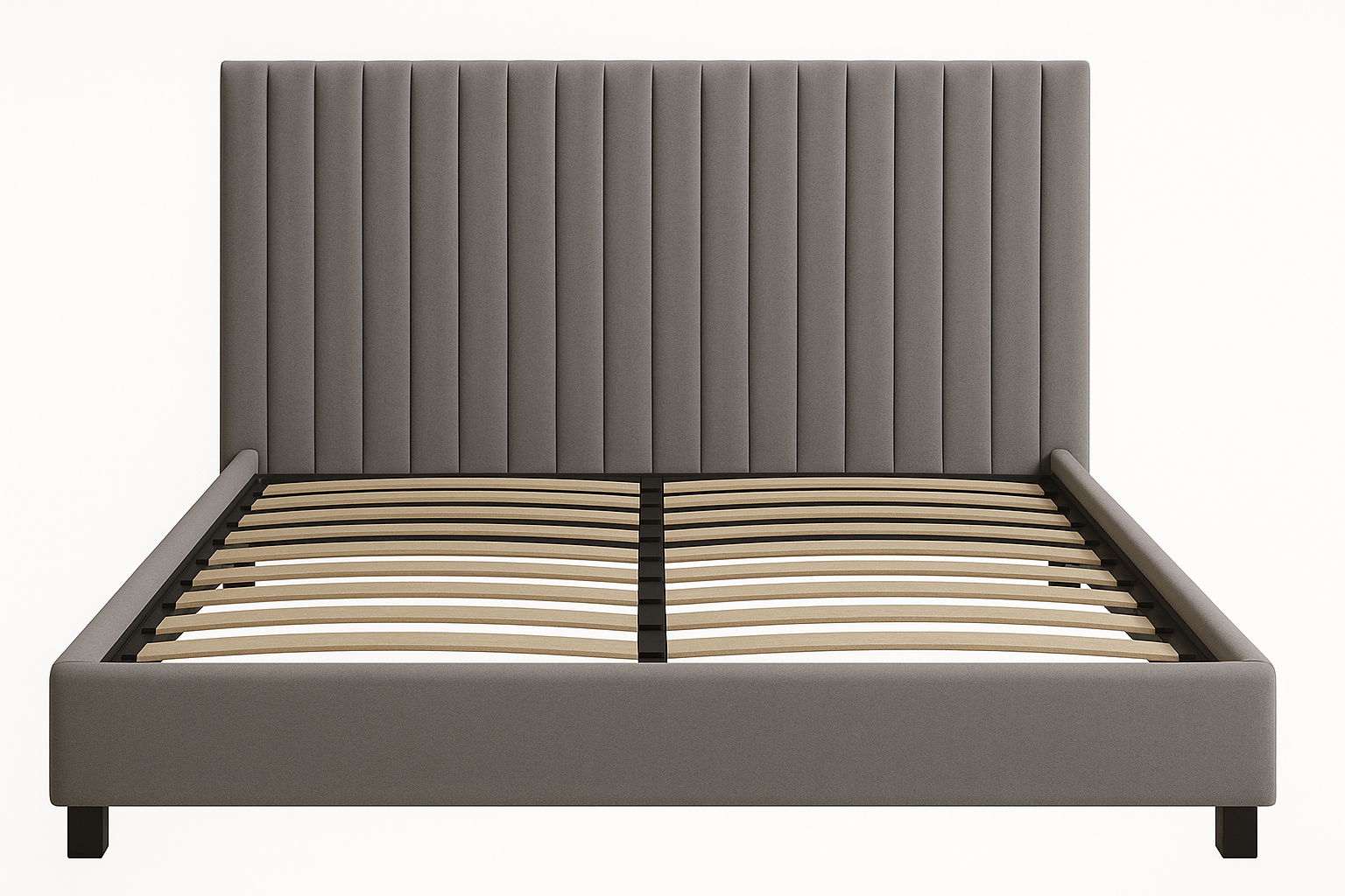 Bastion Upholstered Bed (Grey | Beige) — King & Queen