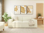 Atelier beige 3-seater fabric sofa with tufted back