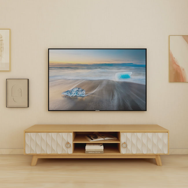 Sculpted Allure Collection – Echo AV Unit | Solid Wood TV Console with Storage
