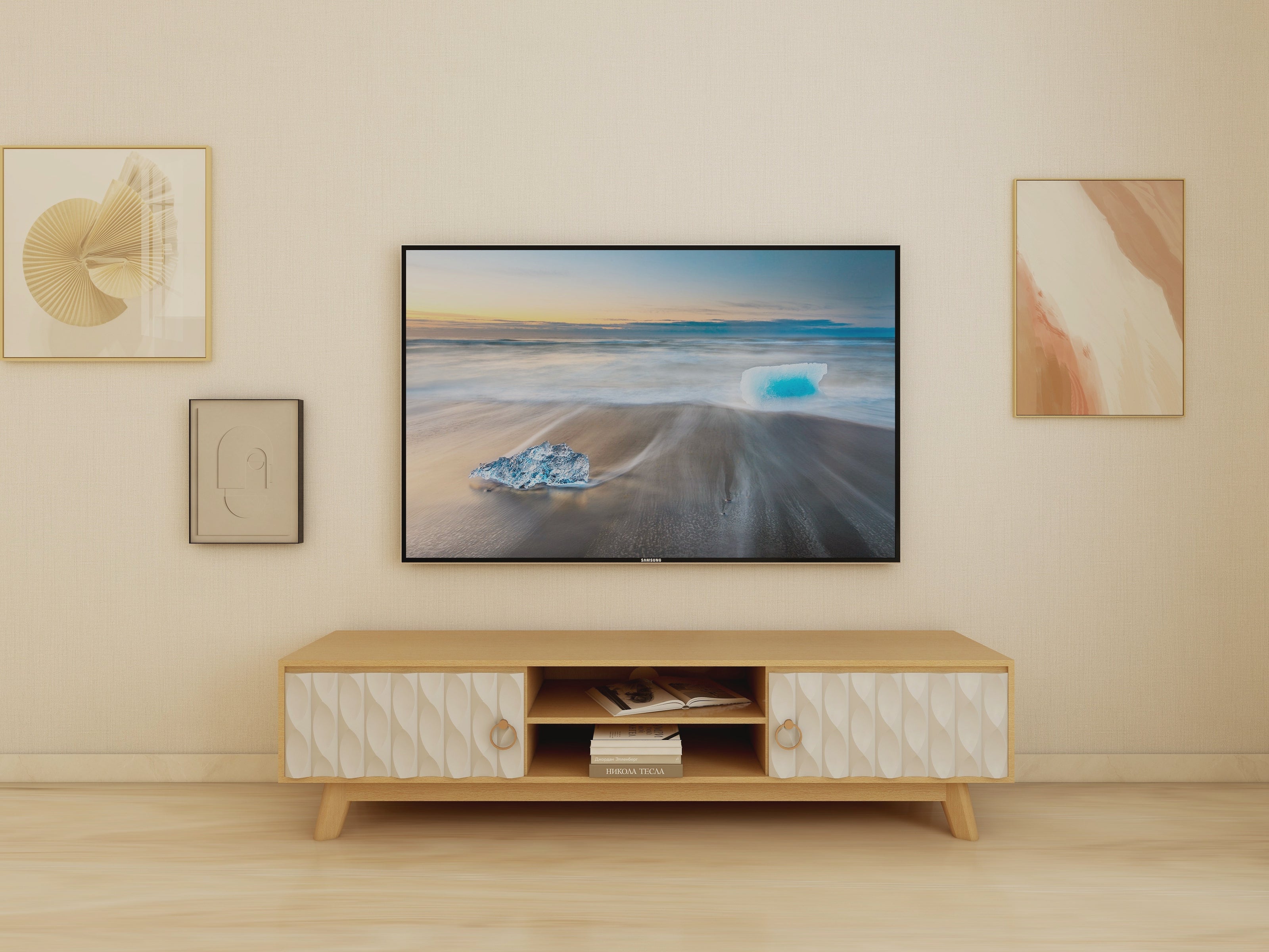 Av Console Unit Sculpted Allure Collection – Echo AV Unit | Solid Wood TV Console with ...